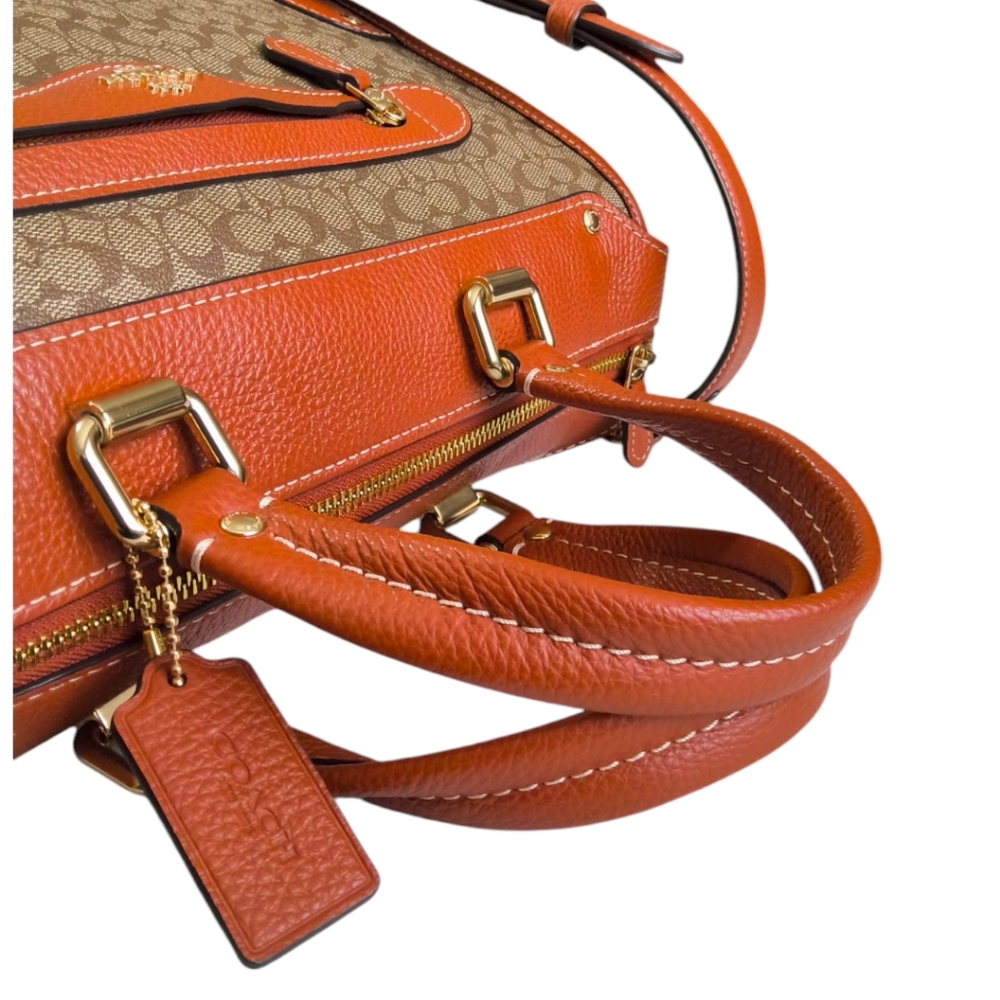 Coach Millie Satchel in Colorblock - Signature C Khaki and Terracotta - Picture 11 of 14